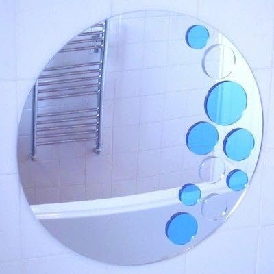 Servewell Silver Blue And Bubbles Wall Mirror - 40 Cm Diameter