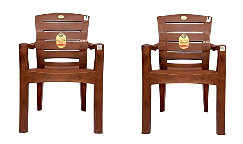 Image of ANMOL Plastic Moulded Jaguar High Back Chair Strong Structure Build Chair for Home (Set of 1) Brown Weight Bearing Capacity 200 Kgs (Shree Ganesh Online Original Seller)