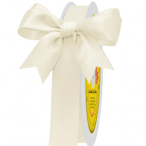 Image of Double Face Ivory Satin Ribbon 7 /8 Inch X 100 Yards Polyester Ribbon for Gift Wrapping Very Suitable for Weddings Party Hair Bow Invitation Decorations and More