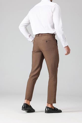 Men's High Waisted Fold Pleated Pants, Slim Fit Lightweight Soft Tapered Dress Pants Casual Versatile Trousers4