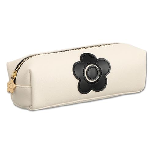 MARY QUANT(マリークワント) エナメルアイコンデイジーパッチ スクエアペンケース H5.5×W18.5×D6.5cm アイボリー