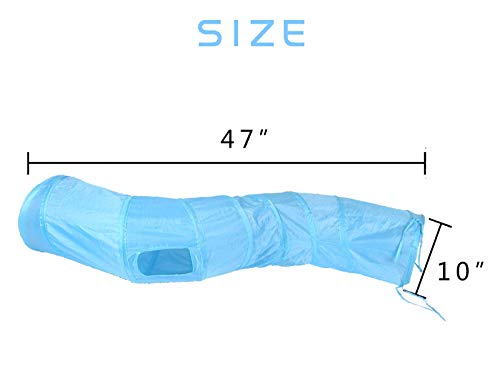 Image of iCAGY Cat Tunnel for Indoor Cats Interactive, Rabbit Tunnel Toys, Pet Toys Play Tunnels for Cats Kittens Rabbits Puppies Crinkle Pop Up Blue 47 inch Shape S