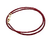 Exklusive Rubin Kette facettierte Rot Longido-Tansania Rubin Collier 46 cm lang