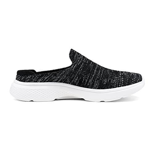 DREAM PAIRS Mules for Women Shoes Slip on Sneakers Knit Flats Lightweight Breathable Comfortable Walking Shoes,Size 5,Black/Grey,SDML2201W