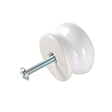 WorthOwning Set of 10 35 mm Porcelain Ceramic Kitchen Cupboard Door Handle Knobs with Screws White