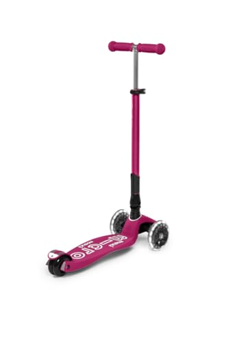 Image of Micro Kickboard | Maxi Foldable LED Kids Scooter for Ages 5-12 | Children up to 110 lbs | 3 Wheel Lean-to-Steer Design | Adjustable T Bar | Smooth Ride, Motion Activated PU LED Wheels | Swiss Design