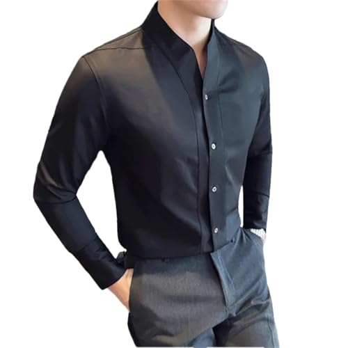 Chemise décontractée homme coupe ajustée aux finitions haut de gamme col V
