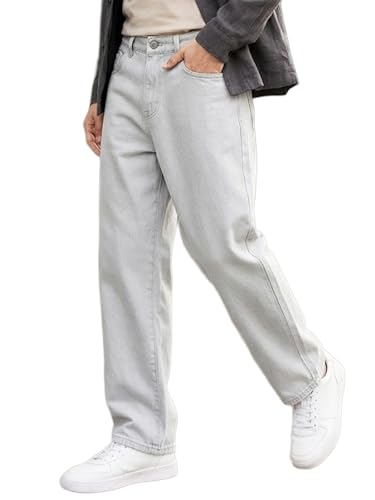 Image of Urbano Fashion Men's Loose Mid Rise Baggy Fit Washed Jeans Non-Stretchable