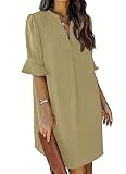 QACOHU Women's Casual Loose Sundress Mini Dress Short Sleeve Shift Dresses Summer Beach Dress Aprico