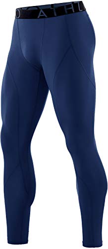 ATHLIO Men's Thermal Compression Pants, Athletic Running Tights & Sports Leggings, Wintergear Base Layer Bottoms, Single 1pack(lyp41) - Navy, Medium