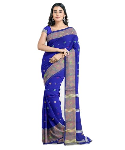 Image of Women's Traditional Handloom Zari Work Lata Border Cotton Silk Saree With Blous Piece