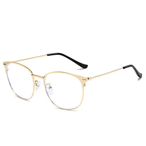 XiaoGuo Anti Blue Light Goggle Blocking Screen Glasses for Computer Protection Women Men Reading Vintage Retro Classic Sun Glasses (Frame Color : Gold)