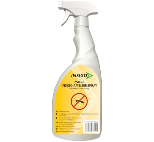 INSIGO Ameisen Abwehrspray 750ml - Ameisenmittel mit mechanischer Wirkung auf Ameisen - Effektiver Schutz für Haus & Garten - Ameisen Spray mit Sofortwirkung