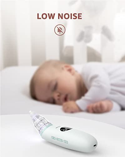 Baby Nasal Aspirator | Baby Nose Sucker | Baby Nose Cleaner, Automatic Booger Sucker For Baby, Rechargeable, With Pause & Music & Light Function（Green） #TOP3