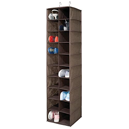 mDesign Organizer Armadio con 20 Scomparti – Grande Armadio Tessuto per L Asta dell Armadio – Portaoggetti da Appendere salvaspazio per Scarpe e Abiti – Marrone