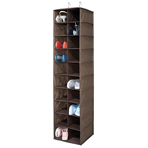 mDesign Organizer Armadio con 20 Scomparti – Grande Armadio Tessuto per L'Asta dell'Armadio – Portaoggetti da Appendere salvaspazio per Scarpe e Abiti – Marrone