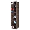Mdesign soft fabric closet organizer holds shoes handbags clutches accessories large 20 shelf over rod hanging storage unit textured print espresso brown  urban country home decor