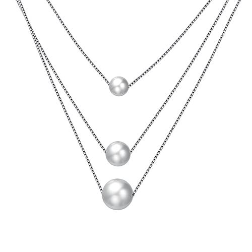 Collier Argent 925 à 3 Rangs de Perles : L'élégance Intemporelle et Raffinée pour Femme