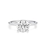 GLAM AND GEMS IGI Certified 3 Carat Lab Grown Diamond Solitaire Engagement Ring for Women - 14k White Gold Promise Ring for Her - Round Cut 4-Prong Setting (E, VS1, 3.00 cttw) Anniversary Ring Size 6