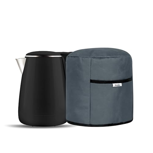 Image of Polyester Dust Cover for Glass Electric Kettle With Open Pocket Waterproof, Dustproof and Washable Easy to Clean, Universal Fit, Durable (Grey)