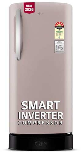Image of LG 201 L, 5 Star, Smart Inverter, Direct Cool Single Door Refrigerator (GLD2156ZHCP, Clay Pink, Base stand with Drawer)