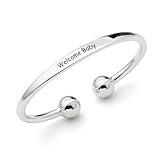 Personalised 925 Sterling Silver Baby Bangle – Adjustable Christening Bracelet with Free Engraving, Newborn baby Shower gifts UK Hallmarked & CPC Certified Safe for Babies Under 3 - KIMNKIM J3