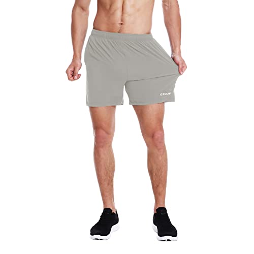 Image of EZRUN Men's 5 Inches Running Workout Shorts Quick Dry Lightweight Athletic Shorts with Liner Zipper Pockets