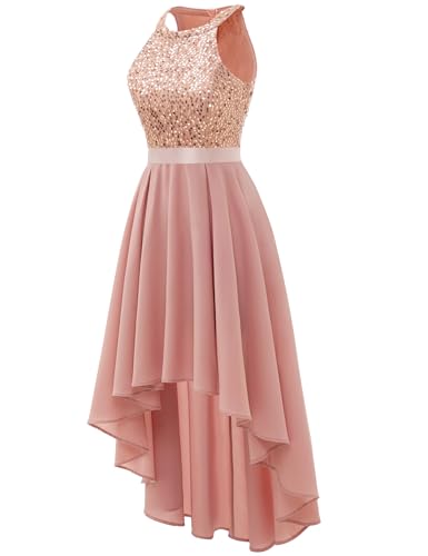 Dressystar Women's Sequin Halter Cocktail Prom Dresses Hi-Lo Sparkly Glitter Homecoming Bridesmaid Dress - Image 6