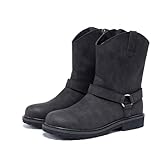 Men's Motorcycle Leather Boots, Men's Black Waterproof Low Heeled Riding Boots, Bicycle Boots, Wide Calf Cowboy Boots, Hiking Boots