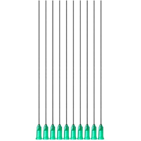 10 Pack of Blunt Tip Lure Lock Dispensing Needle in Your Choice of Gauge and Length These are Non-Medical, Non-Sterile, Industrial Needles for E-Liquid, Inks, Syringes (5" Length, 18 Gauge - Green) Cover