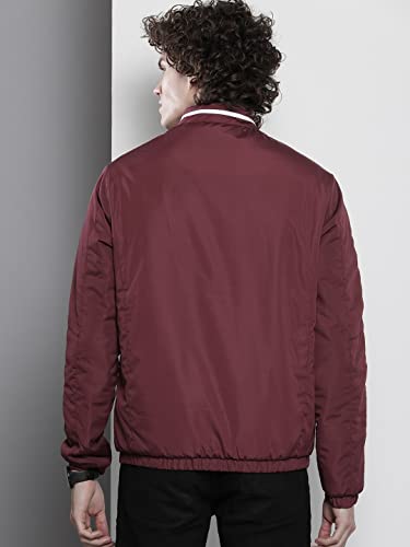 Image of The Indian Garage Co Men Slim Fit Solid Bomber Jackets