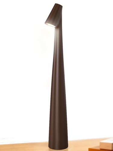 LED Desk Lamp Equipped with Touch Control Three Colors of Light Delicate and Modern Design Suitable for Bedroom Study Room Medium Size (Brown Medium)