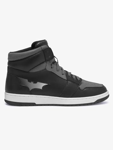 Image of Bewakoof Men's Black & Grey Dark Knight Reflective Color Block High Top Sneakers