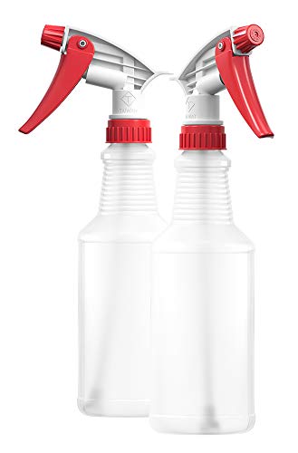 BAR5F Plastic Spray Bottle, 16 Ounce | Leak-Proof, Empty, Refillable, Heavy Duty Sprayer | Red/White T-Series Fully Adjustable | Water Plants, Cleaning Solutions, Hair Mist (Pack of 2)