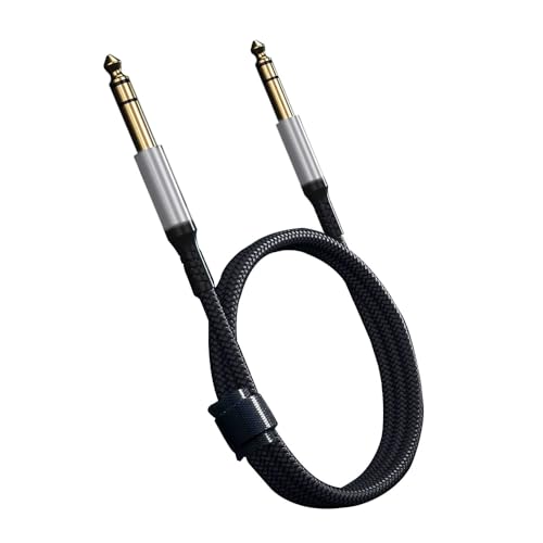 REY Cable Profesional Audio Jack 6,35mm Macho - Macho, Malla Reforzada Trenzado, 2M