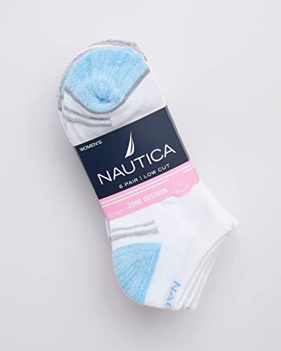Image of Nautica Womens No Show Socks Moisture Wicking Athletic Low Cut Socks 6 Pack | Moisture Wicking Dri-Motion Fabric, Cushioned Key Areas, Banded Arch Support, No Show Low Cut, Shoe Size 4-10