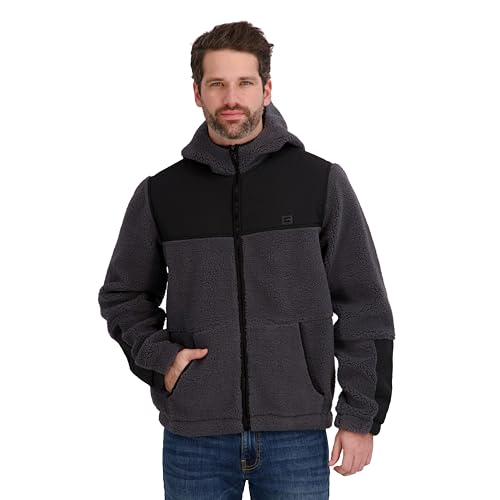 Billabong Jaqueta masculina com capuz sherpa com zĂper, Cinza carvĂŁo, G