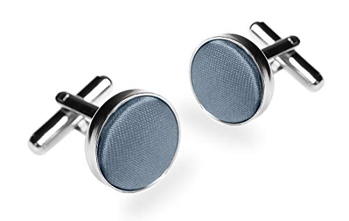 Preisvergleich Produktbild Autiga® Manschettenknöpfe Manschettenknopf Manschette Herren Cufflinks Stoff Seidenkopf schiefergrau