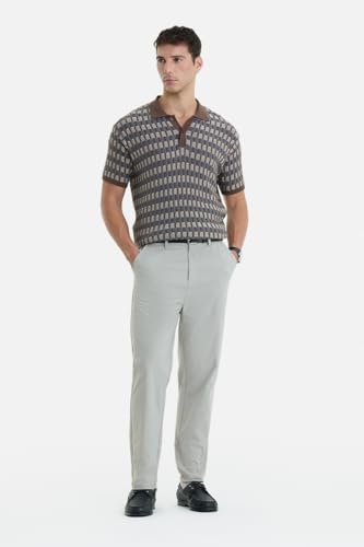 Image of SNITCH Men Formal Trousers | Regular Fit Pleated Front with Turned-Up Hem | Polyester Blend & Medium Stretch Fabric for Office & Winter Wear