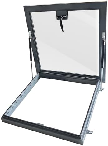 Customizable Skylight Roof Window with Reinforced Glass, Egress Daylighting Door for Attic/Sun Room, Manual Ventilation, Aluminium Frame (650x450mm)