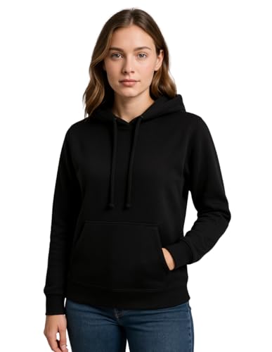 El Mejor Listado de Sudaderas de deporte para Mujer Top 10. 41 Squadra Sudadera Hoodie Básica Negra Mujer, Talla Extra Grande
