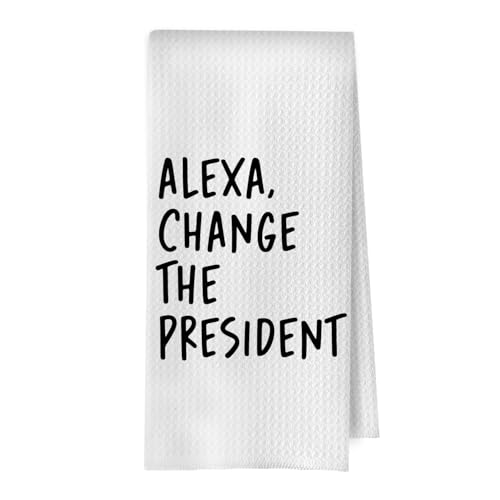 BlissfulAbon Funny Political Kitchen Towels - Change The President Waffle Weave Dish Towels Funny Kitchen Bathroom Decor House Warming Gifts Changing Towel 1624 Inches