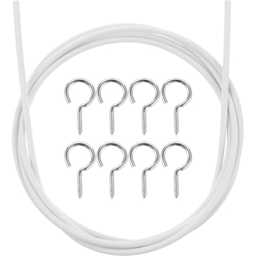 Baluue 2 Set Kit Cavi Tende con Ganci e Occhielli in PVC e Metallo Filo Tende Flessibile per Doccia e Finestre Accessori Bagno Facili da Installare Portatile e Resistente
