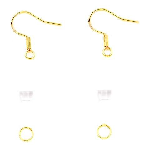 Malahill Excerllent Quality Earring Findings for Jewelry Making, 100 pcs/50 pairs Earring Hook with Earring Backs, Earring Wire Gold Cover