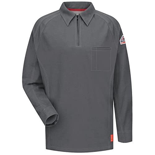 Bulwark Men's Iq Series Long Sleeve Comfort Knit Polo, Charcoal, 2X-Large