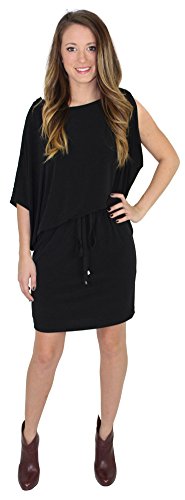 Jessica Simpson Women's Button-Shoulder Blouson Dress, Black, Small #TOP4