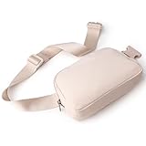 Viva Terry Riñonera de nailon para mujer, riñonera cruzada con correa ajustable para correr, senderismo, viajes, entrenamiento, Beige