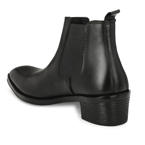 Image of Men's Chelsea Boots | Black Croc Textured Leather | Cuban Heel | Italian Design | TPR Sole | Cushioned Insole