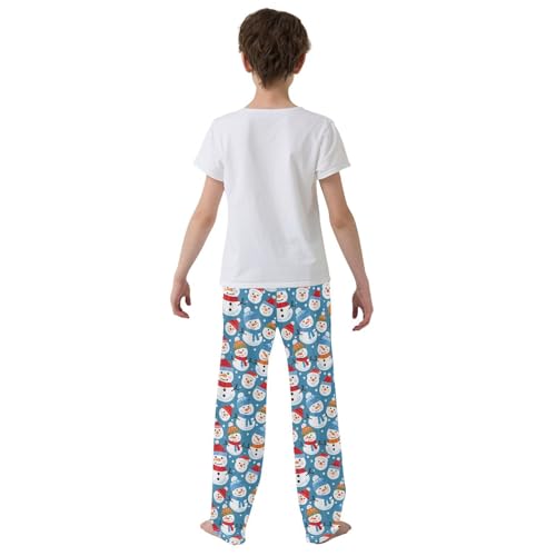 ALAZA Snowman on Blue Christmas Pajama Pants Long Sleep Pant Pajama Bottoms Elastic Waist with Pockets3