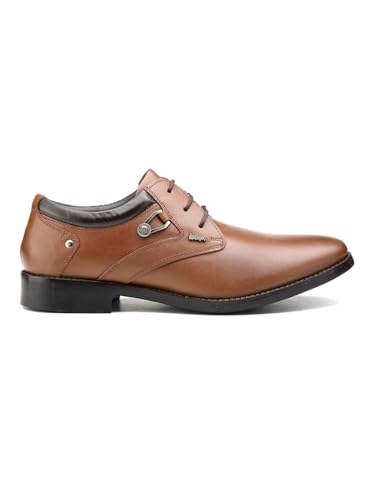 Image of Lee Cooper LC2024B3R Men's Leather Derby Formal Shoes | Lightweight, Comfortable & Stylish Lace-Ups for Office, Business